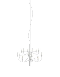 Hot 2097/18 lysekrone LED m. klare pærer, mat hvid Hvide Lamper|Spisebordslamper