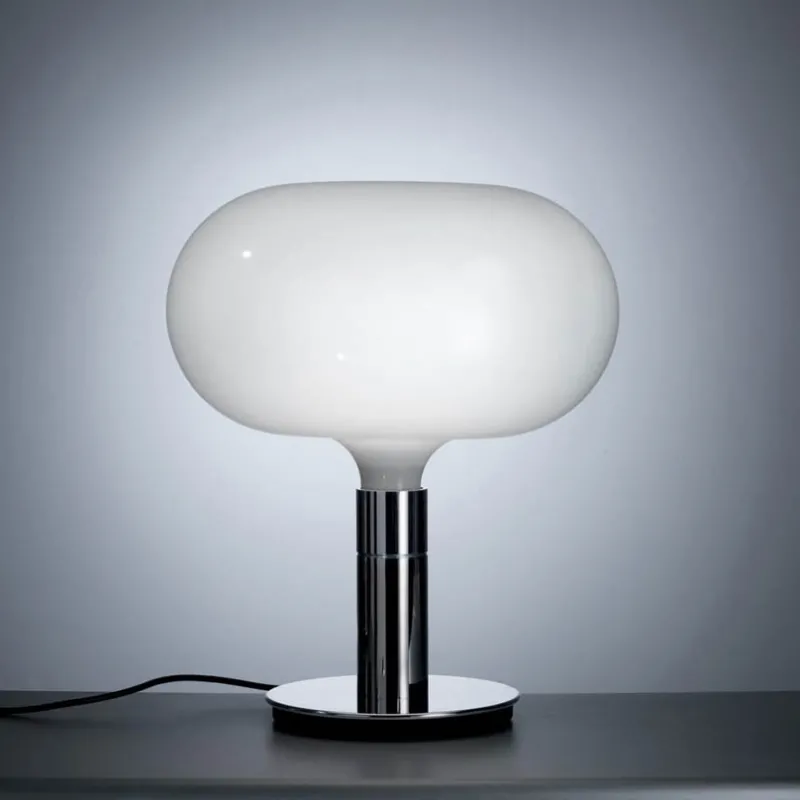 Online AM1N bordlampe, krom/hvid Glas Lamper|Soveværelseslamper