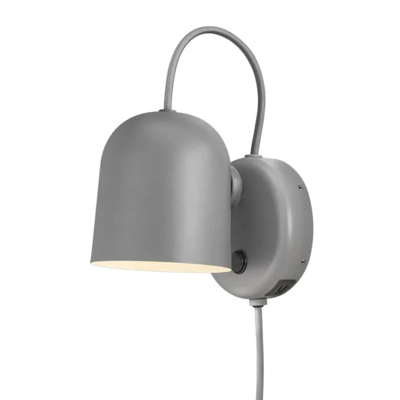 Online Angle væglampe m/USB, grå Lamper Med Usb|Arbejdslys