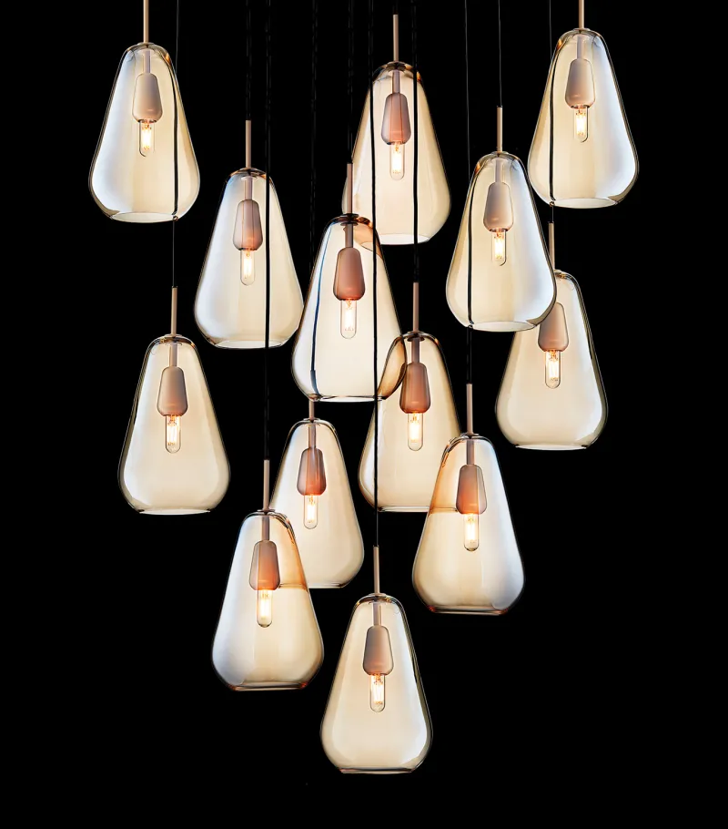 Best Anoli 13 pendel, nordic guld/guld Glas Lamper|Klyngependel