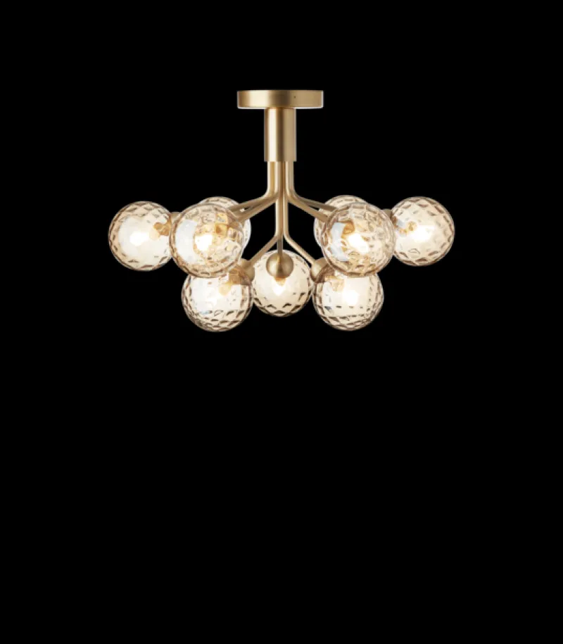Outlet Apiales 9 loftlampe, børstet messing/optic guld glas Messinglamper|Glas Lamper