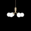 Outlet Apiales 6 lysekrone, børstet messing/opal Messinglamper|Glas Lamper