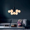 Hot Apiales 9 lysekrone, satin sort/opal Glas Lamper|Moderne Lysekrone