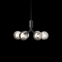 Apiales 6 lysekrone, satin sort/optic smoked glas Glas Lamper|Spisebordslamper