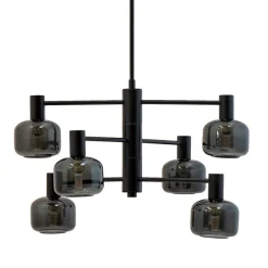 Outlet Arp lysekrone 6 kupler, sort/smoke Glas Lamper|Spisebordslamper