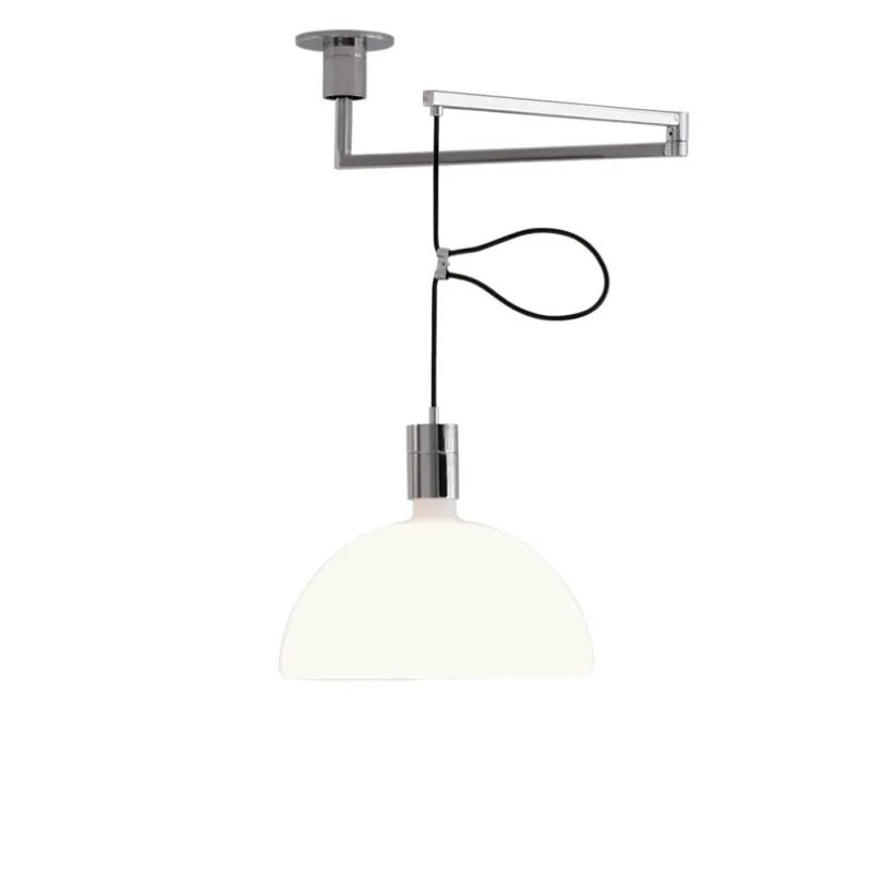 AS41C pendel, krom/hvid Glas Lamper|Spisebordslamper