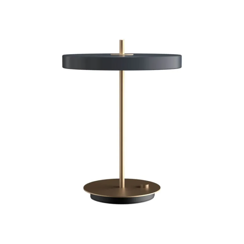 New Asteria bordlampe m/USB, antrasit/messing Messinglamper|Skrivebordslamper