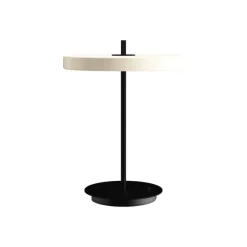 Clearance Asteria bordlampe m/USB, pearl hvid/sort Hvide Lamper|Skrivebordslamper