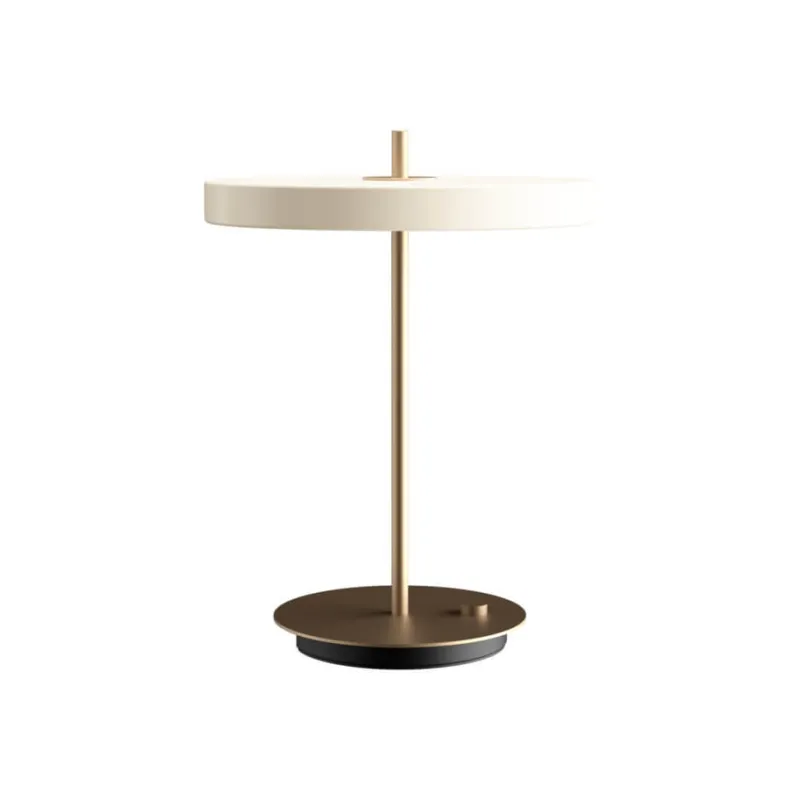 Discount Asteria bordlampe m/USB, pearl hvid/messing Messinglamper|Hvide Lamper