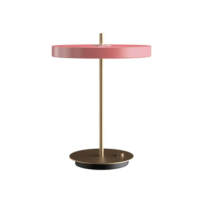 Asteria bordlampe m/USB, rose/messing Messinglamper|Skrivebordslamper