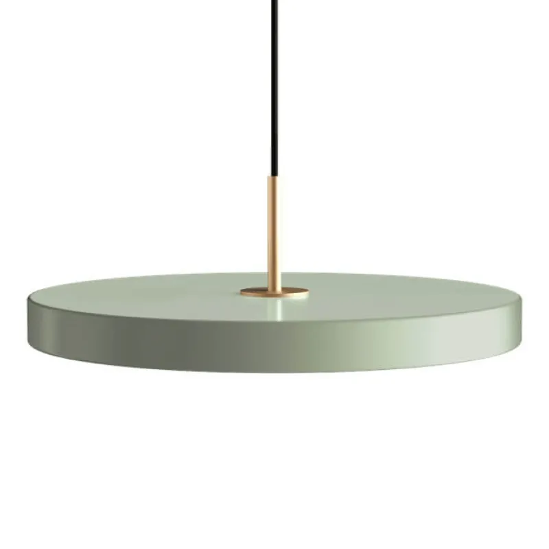 Online Asteria Plus medium pendel, olive grøn/messing Messinglamper|Spisebordslamper