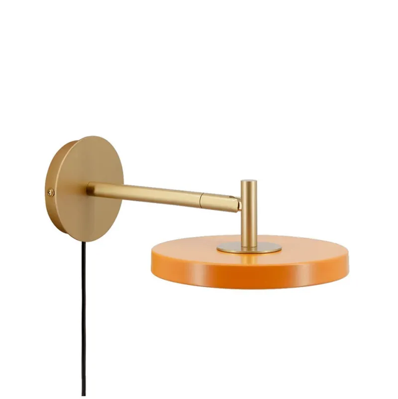 Outlet Asteria væglampe kort, orange/messing Messinglamper|Læselamper