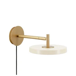 Hot Asteria væglampe kort, pearl hvid/messing Messinglamper|Hvide Lamper