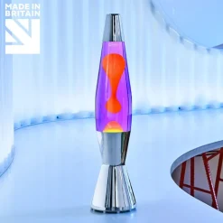 Hot Astro Baby lavalampe, sølv/violet med orange lava Lamper Til Sofabord|Lamper Til Reol