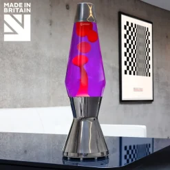 Outlet Astro lavalampe, sølv/violet med rød lava Lamper Til Reol|Lamper Til Sofabord