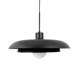 Outlet Ava pendel med glaskuppel, sort Spisebordslamper|Lamper Til Sofabord