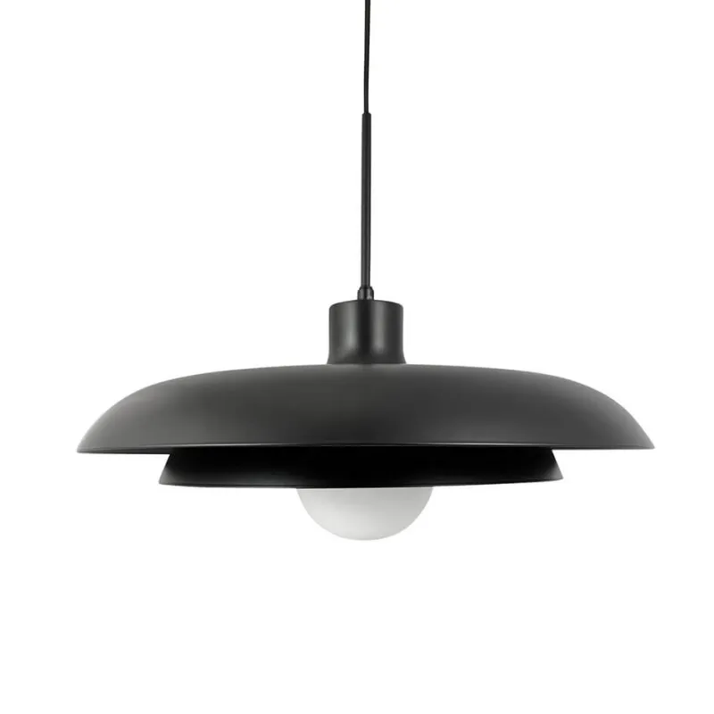Outlet Ava pendel med glaskuppel, sort Spisebordslamper|Lamper Til Sofabord
