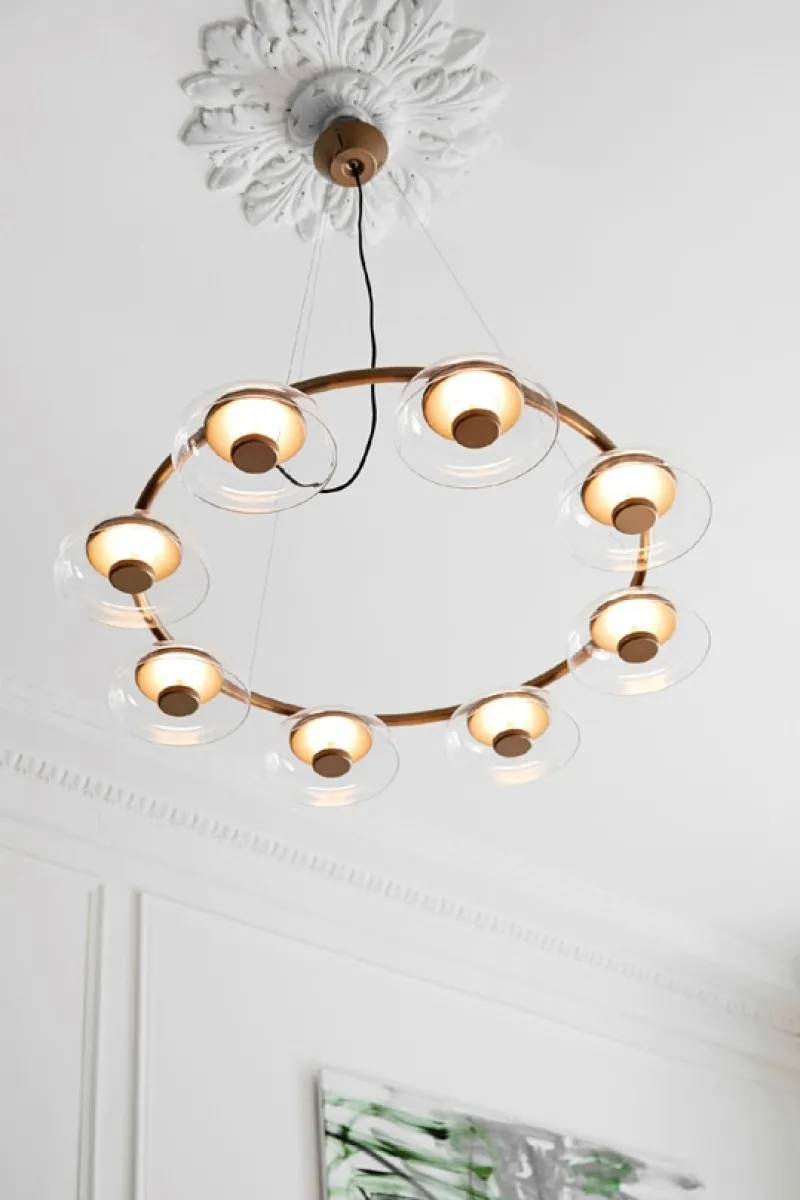 Online Blossi 8 lysekrone, nordic guld/klar Glas Lamper|Moderne Lysekrone