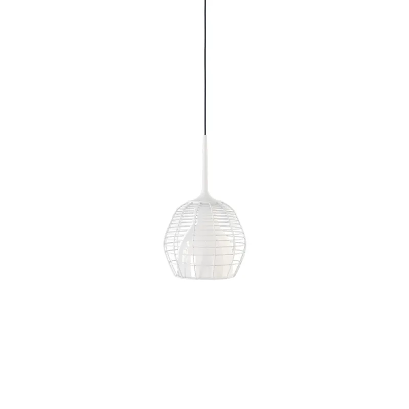 Outlet Cage Pendel small, Hvid/Hvid Glas Lamper|Spisebordslamper