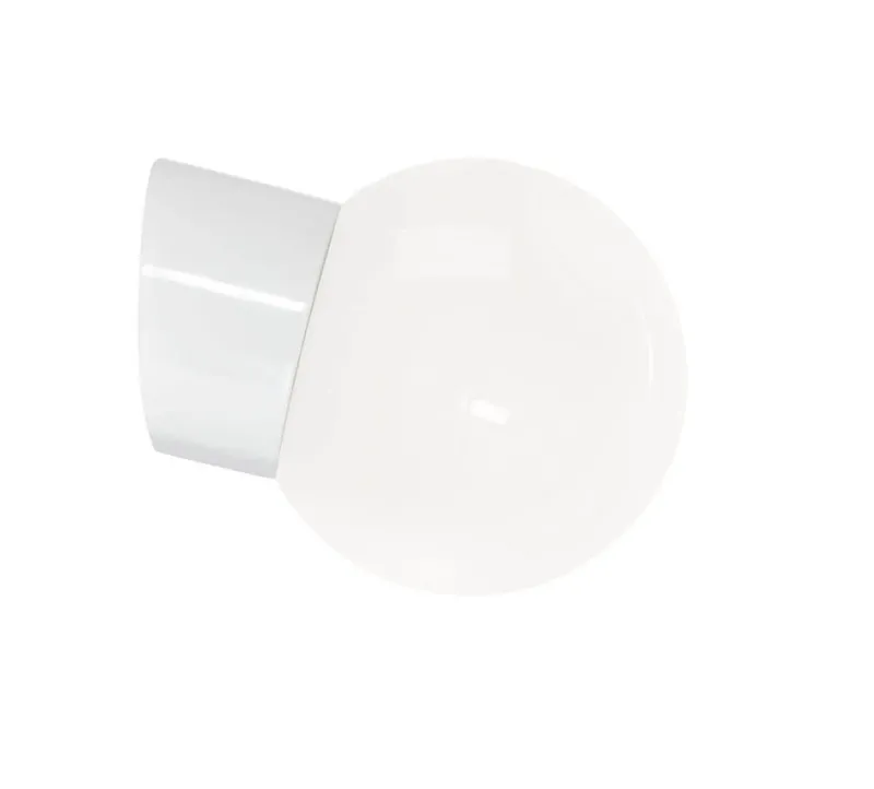Best Classic Globe 150 væglampe IP54, hvid/blank opal Hvide Lamper|Glas Lamper