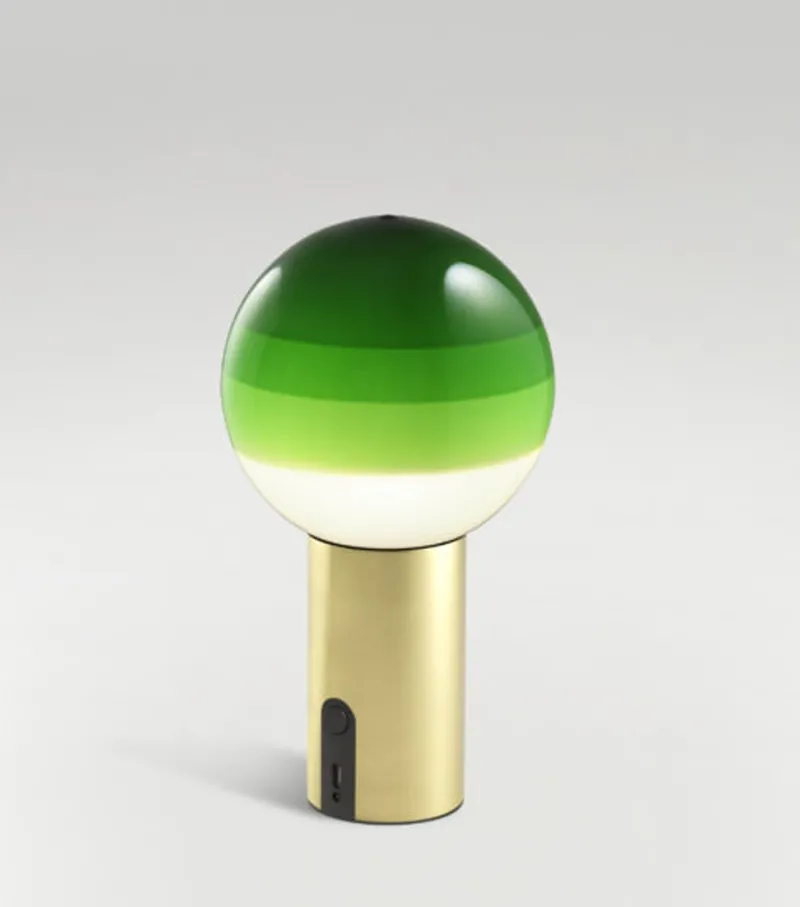 Dipping Light Batteri Bordlampe, Grøn Glas Lamper|Transportable Lamper