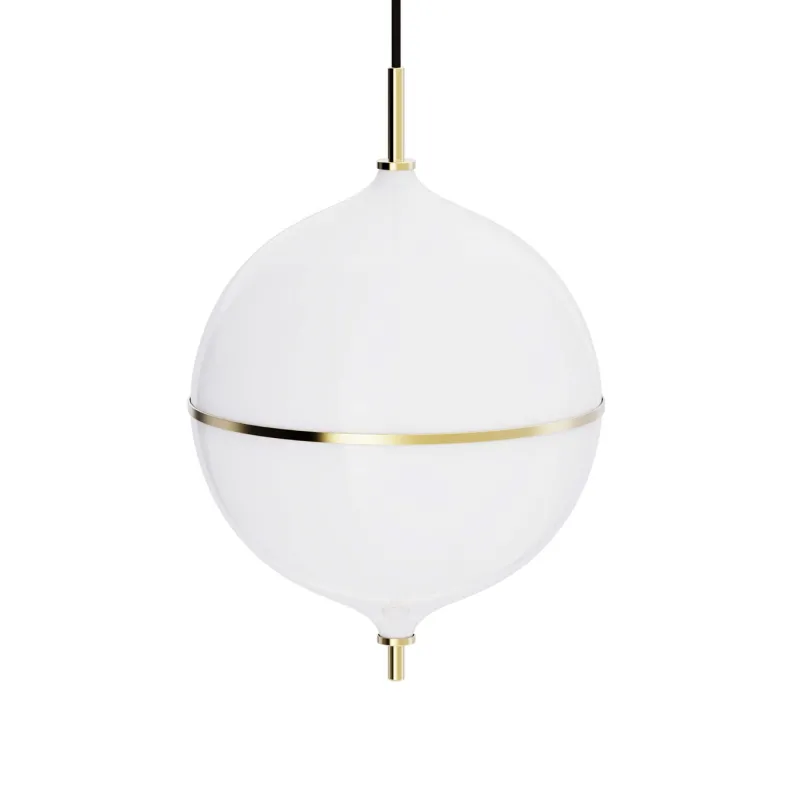 Eternal Moonlight pendel large m/sort ledning, opal/messing Messinglamper|Hvide Lamper