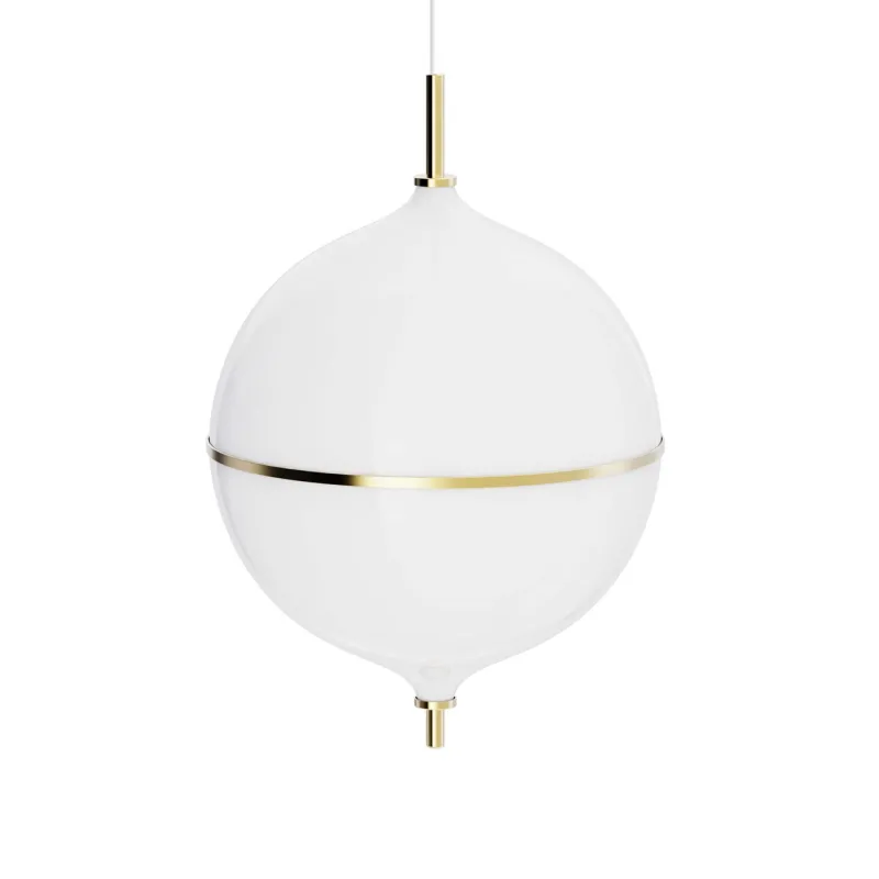 Eternal Moonlight pendel large m/hvid ledning, opal/messing Messinglamper|Hvide Lamper