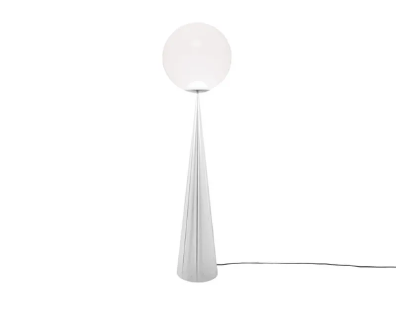 Globe Fat gulvlampe, opal/sølv Hvide Lamper|Standerlamper