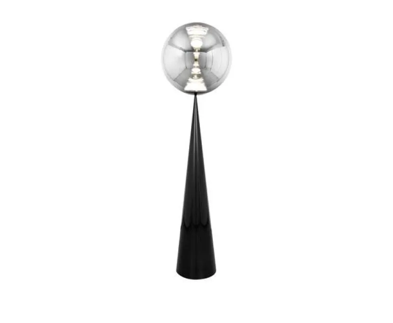 Outlet Globe Fat gulvlampe, sølv/sort Standerlamper|Gulvlamper