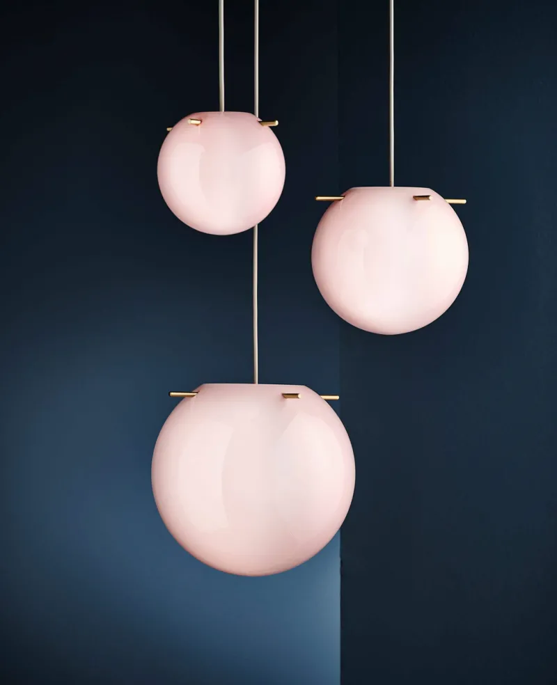 Online Koi pendel Ø19, rosa/messing Messinglamper|Glas Lamper