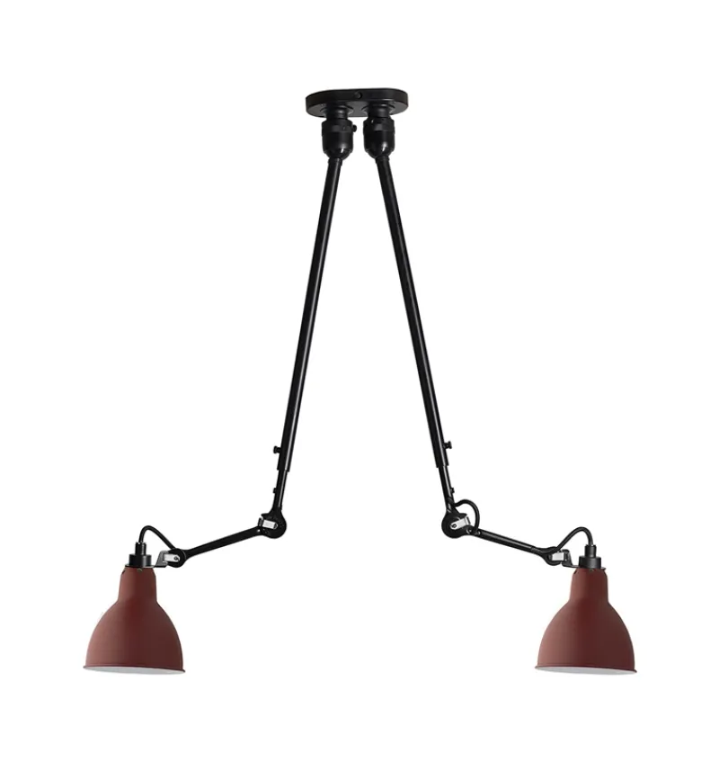 Hot No 302 Double loftlampe, sort/rød Industrielle Lamper