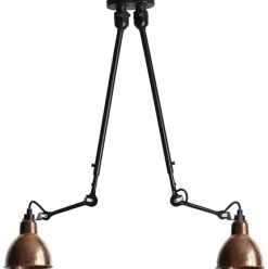 No 302 Double loftlampe, sort/rå kobber Kobberlamper|Industrielle Lamper