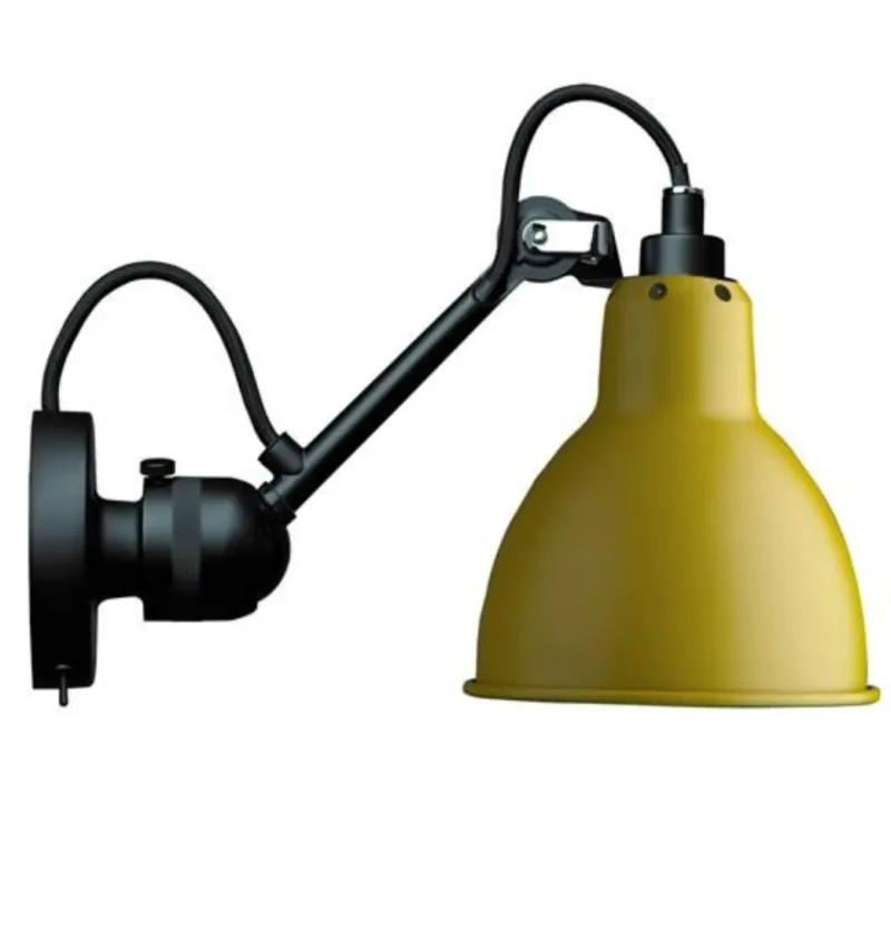 Discount No 304SW væglampe, sort/gul Industrielle Lamper|Køkkenlamper