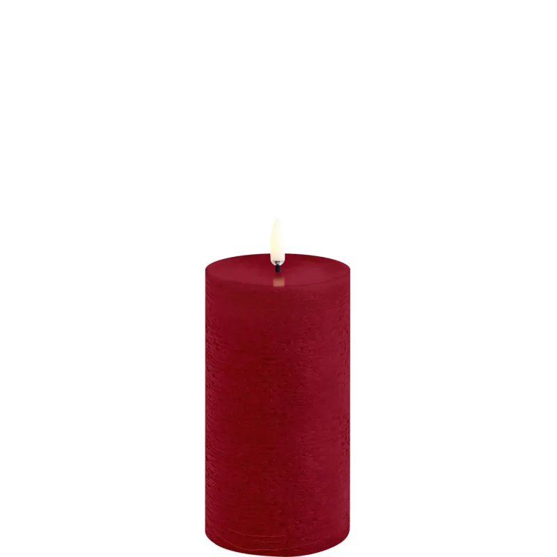 LED bloklys, Carmine red, Rustic, 7,8x15 cm Lamper Til Reol|Led Stearinlys