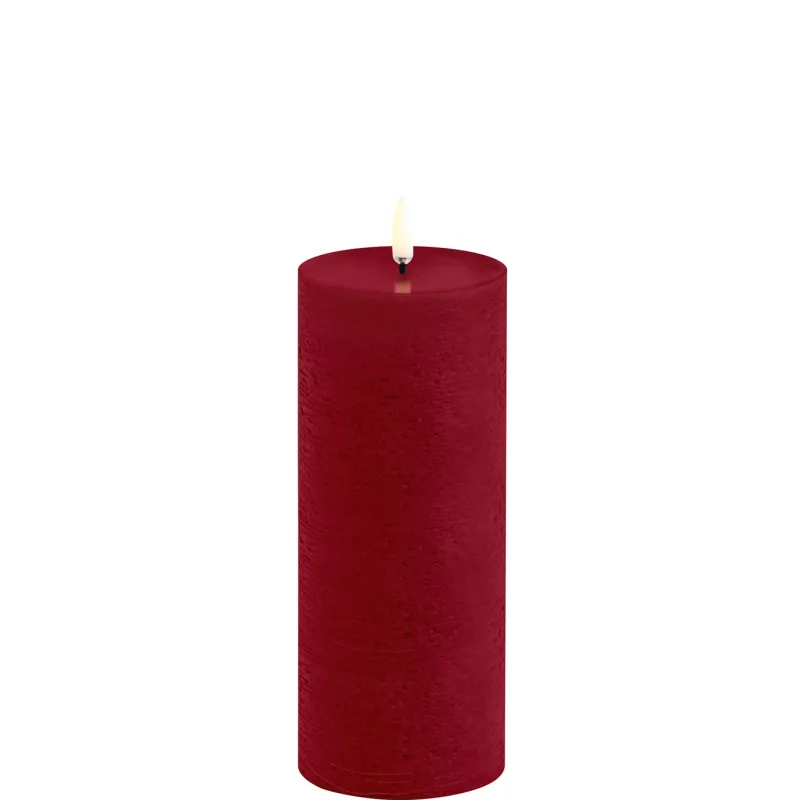 Hot LED bloklys, Carmine red, Rustic, 7,8x20cm Lamper Til Reol|Led Stearinlys
