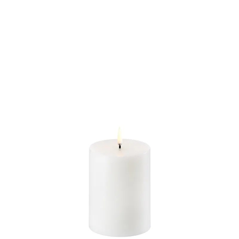Hot LED bloklys, Ivory, Smooth, 7,8x10 cm Lamper Til Reol|Led Stearinlys