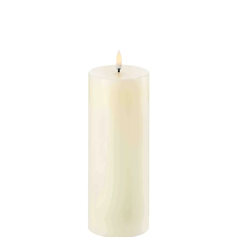 Hot LED bloklys, Nordic white, Smooth, 7,8x20 cm Lamper Til Reol|Led Stearinlys
