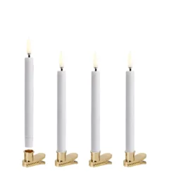 New LED juletræslys m. guld clip, Nordic White, 4-pak, 1,3x13,8cm Led Stearinlys