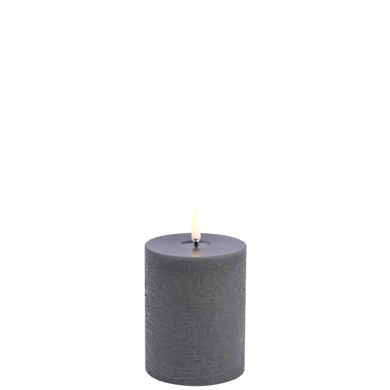 New LED Smeltet bloklys, Grå, Rustic, 7,8x10 cm Lamper Til Reol|Led Stearinlys