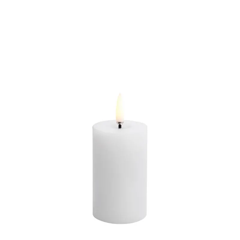 Sale LED Smeltet bloklys, Nordic White, Smooth, 5x7,5 cm Lamper Til Reol|Led Stearinlys