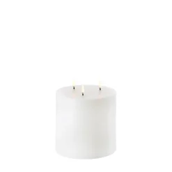 LED triple bloklys, Nordic White, Smooth, 15x15 cm Lamper Til Reol|Led Stearinlys