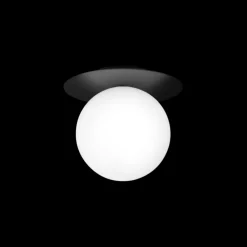 Liila 1 large væglampe / loftlampe, sort/opal Sorte Væglamper|Glas Lamper
