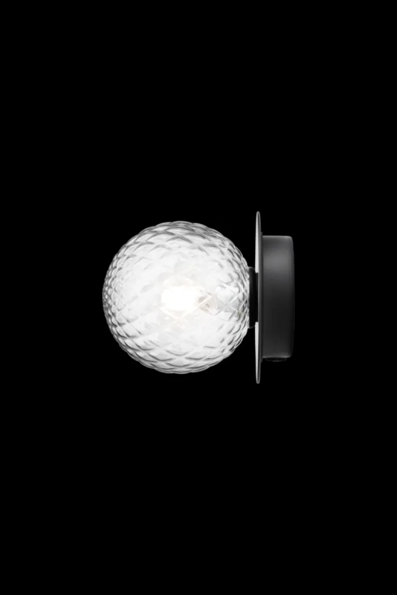 Clearance Liila 1 Small væglampe / loftlampe IP44, sort/klar Sorte Væglamper|Glas Lamper