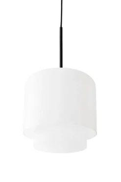 Outlet Megumi pendel Ø28, sort/opal Hvide Lamper|Glas Lamper