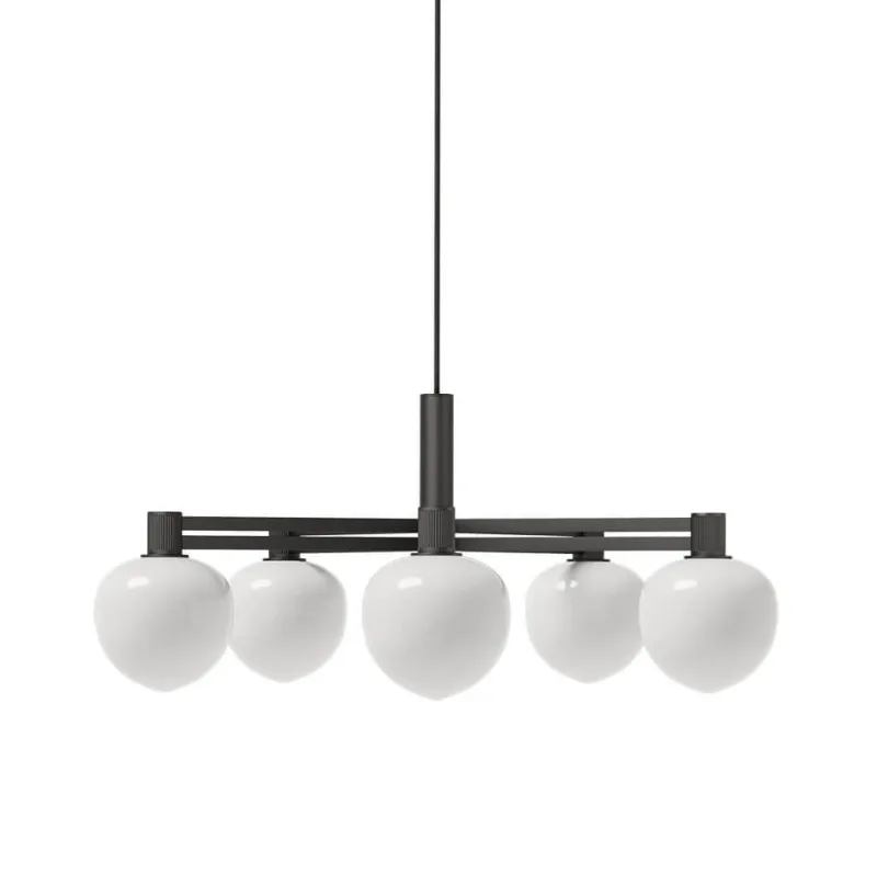 Hot Memoir 5 lysekrone 120, sort/opal Hvide Lamper|Glas Lamper