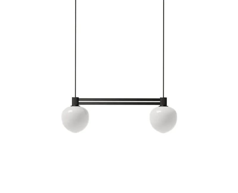 Outlet Memoir 2 side-by-side pendel 120, sort/opal Hvide Lamper|Glas Lamper