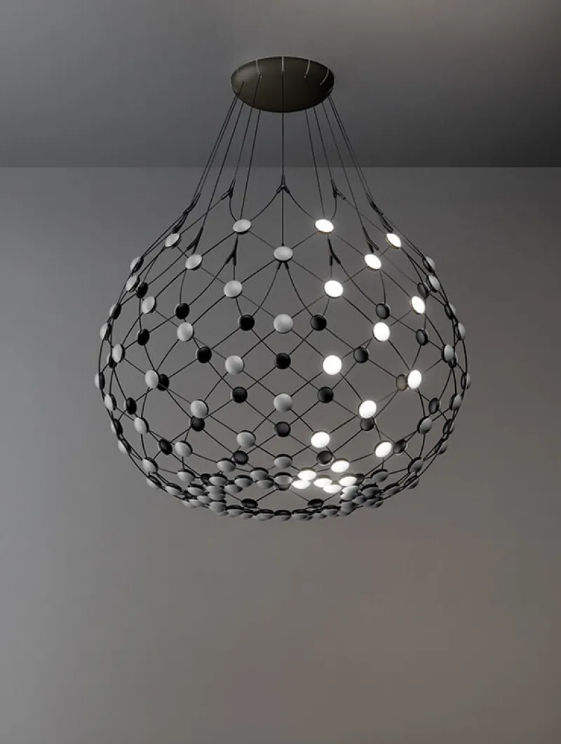 Clearance Mesh pendel wireless Ø100 / 1 m ledning, sort Pendler|Stue Lamper