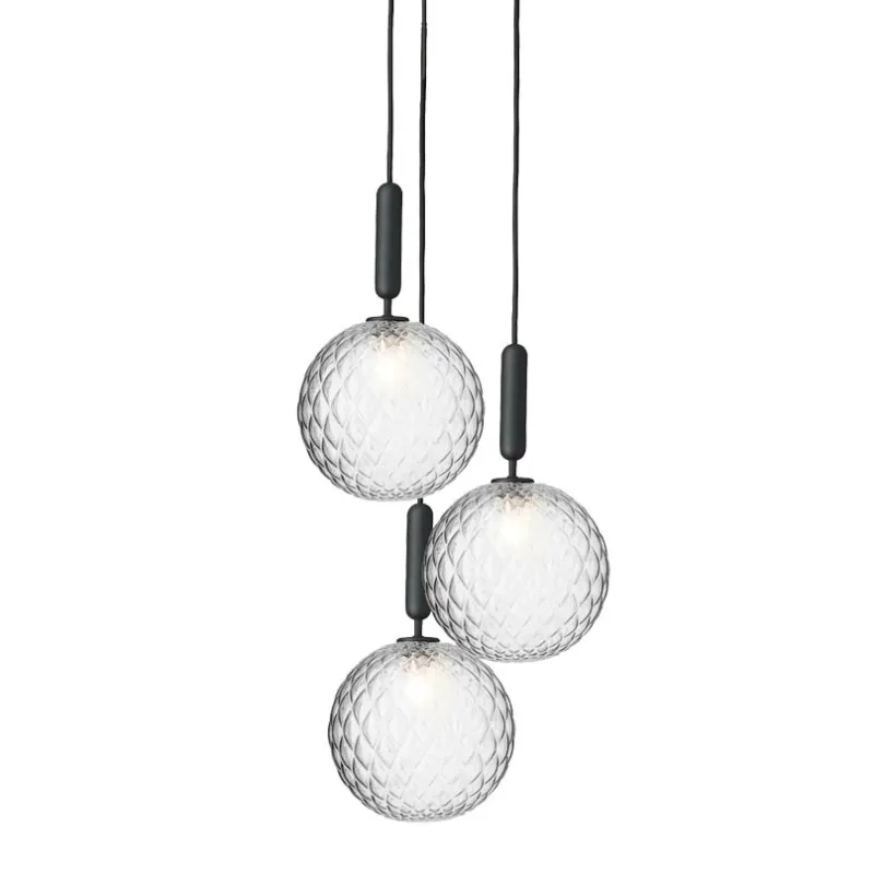 New Miira 3 Large pendel, grå/klar Glas Lamper|Klyngependel