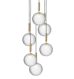 Miira 6 Large pendel, messing/klar Messinglamper|Glas Lamper