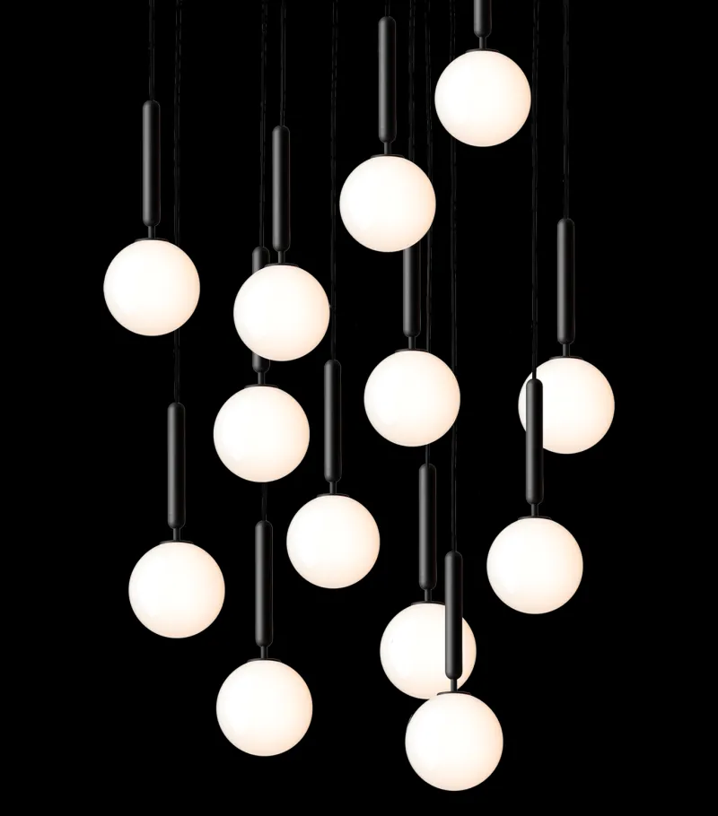 Clearance Miira 13 pendel, grå/opal Glas Lamper|Klyngependel